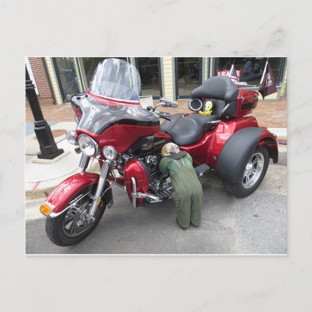 Red Motor Trike Postkarte (Vorderseite)