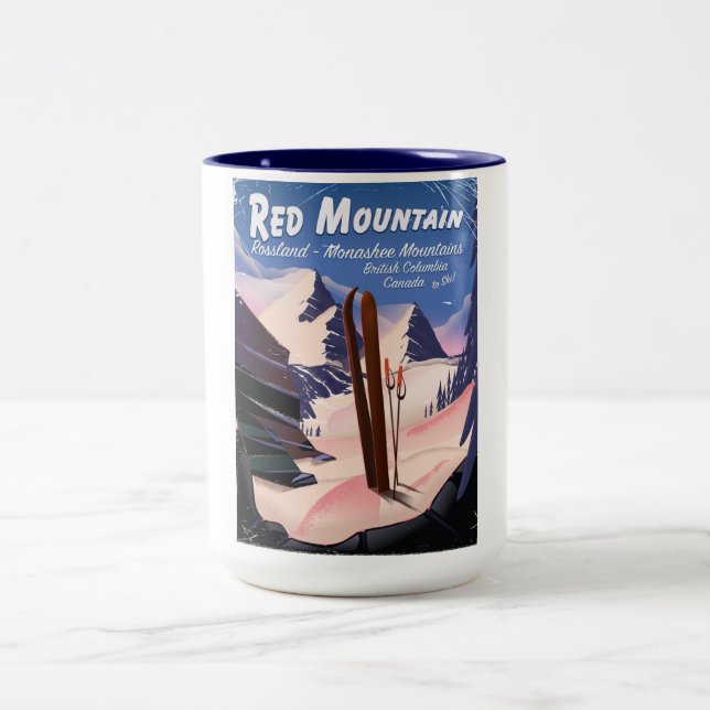 Red Mountain British Columbia, Kanada Skipposter Zweifarbige Tasse (Mittel)