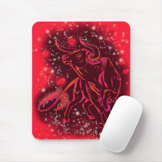 Red Mouse Pad Bull läuft in der Starry Night Mousepad (Mit Mouse)