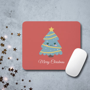 Red Mouse Pad mit Kawaii Weihnachtsbaum Mousepad
