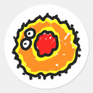 Red Mouth Cartoon Germ Runder Aufkleber