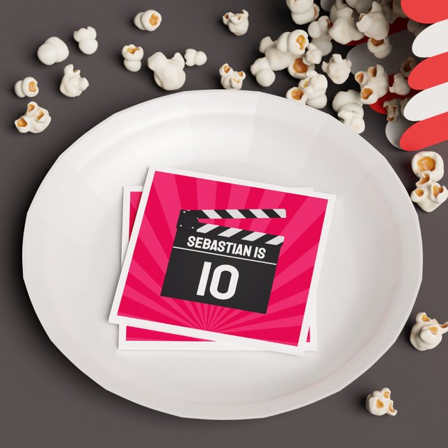 Red Movie Night Clapperboard Kindergeburtstag Part Serviette (Red Movie Night Clapperboard Kids Birthday Party Napkins
)