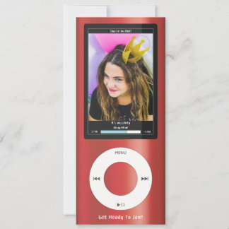 Red MP3 Music Player II Birthday Einladung