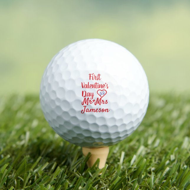 Red Mr + Mrs. 1st Valentine's Day Golfball (Insitu T-Shirt)