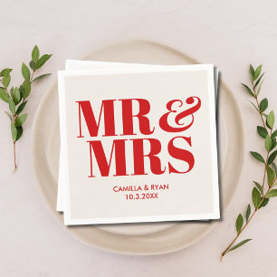 Red Mr. & Mrs. Personalisiert Wedding Napkins Serviette