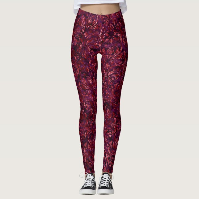 Red Multi Crushed Velvet Leggings (Vorderseite)