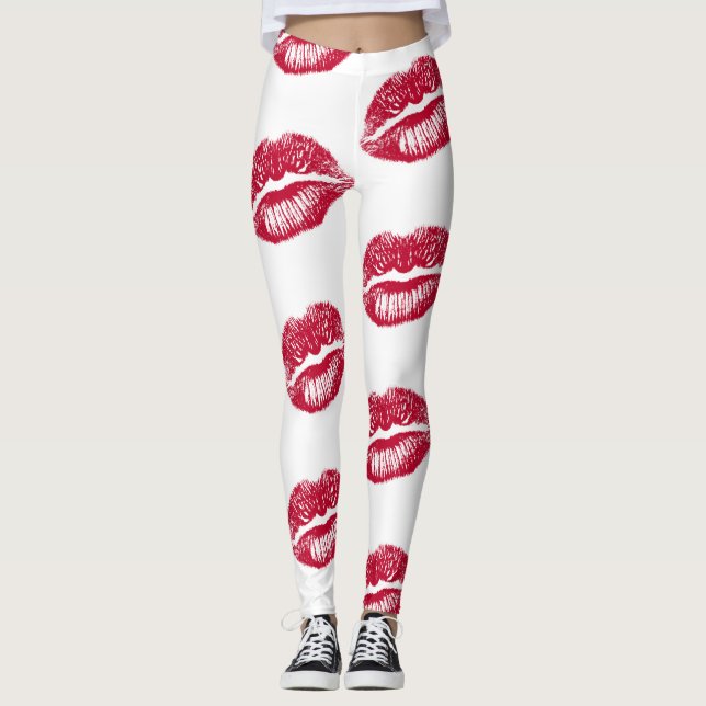 Red Multi Lips Leggings (Vorderseite)