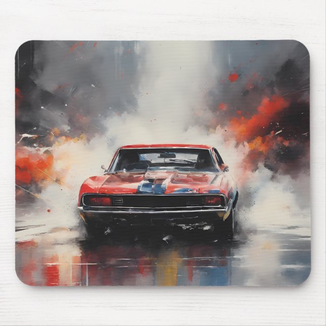 Red Muscle Car Kopf auf Mousepad (Vorne)