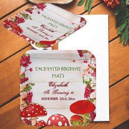 Red Mushroom Berry Garden Toadstol Geburtstagspart Pappteller