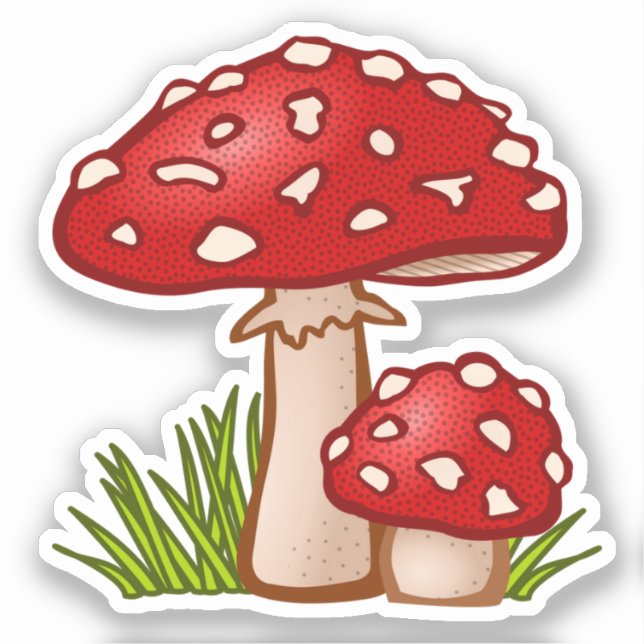 Red Mushroom Cartoon Aufkleber (Vorderseite)