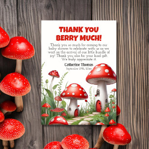 Red Mushroom Fungi Woodland Babydusche Dankeskarte