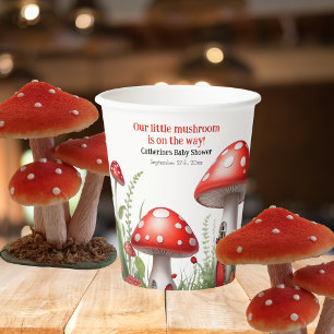 Red Mushroom Fungi Woodland Babydusche Pappbecher
