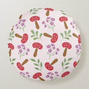 Red Mushroom Garden Round Kissen