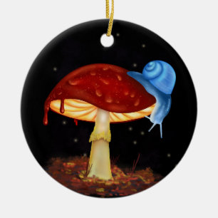 Red Mushroom Illustration Keramik Ornament