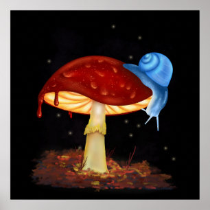 Red Mushroom Illustration Poster