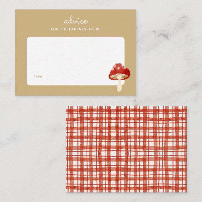 Red Mushroom Picnic Baby Dusche Kinderbetreuung Mitteilungskarte (Vorne/Hinten)