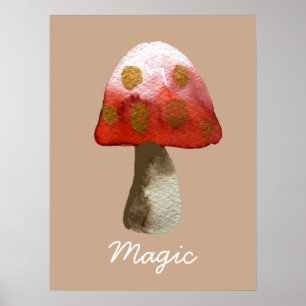 Red Mushroom Toadstool Magie Poster