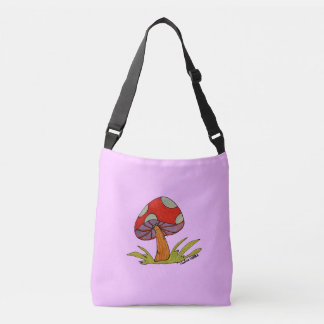 Red Mushroom with light purple background Tote Tragetaschen Mit Langen Trägern