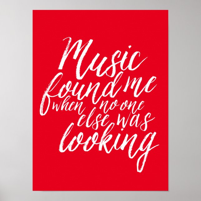 Red Music Quote Hand Briefe kalligraphisches Poste Poster (Vorne)