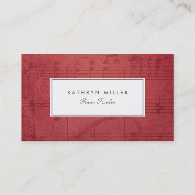 Red Musiknotens Business Cards Visitenkarte (Vorderseite)