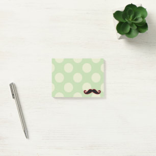 Red Mustache, Curl Mustache, Stache, Polka Dots Post-it Klebezettel