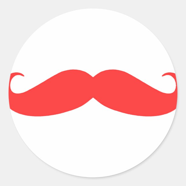 Red Mustache Stache für Weihnachten Runder Aufkleber (Vorderseite)