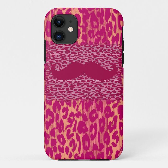 Red Mustache und Leopard Print Case-Mate iPhone Hülle (Rückseite)