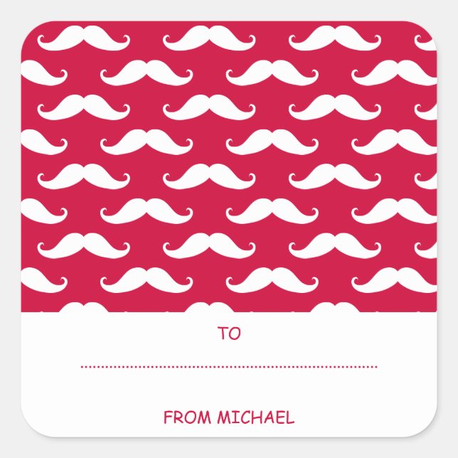 Red Mustache Valentine Sticker (Vorderseite)