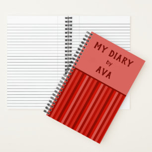 Red My Diary by Me Striping Journal Notizbuch