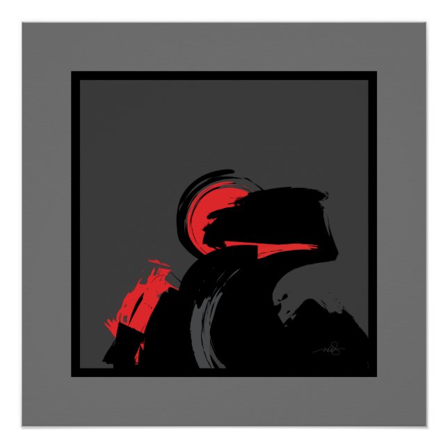 Red 'n Black Night Sentina Moderne Abstrakte Kunst Poster (Vorderseite)