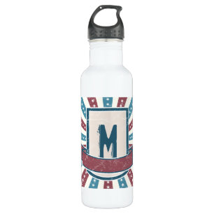 Red n Blue Grunge Monogram Edelstahlflasche