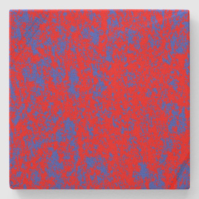 Red n Blue Marble Gepunktet Square Stone Untersetz Steinuntersetzer (Vorderseite)