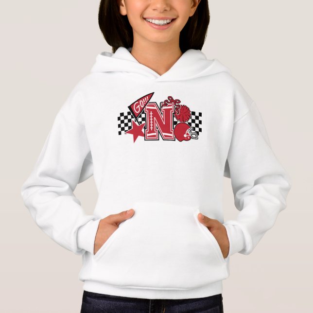 Red N Girly Football Fan Hoodie (Vorderseite)