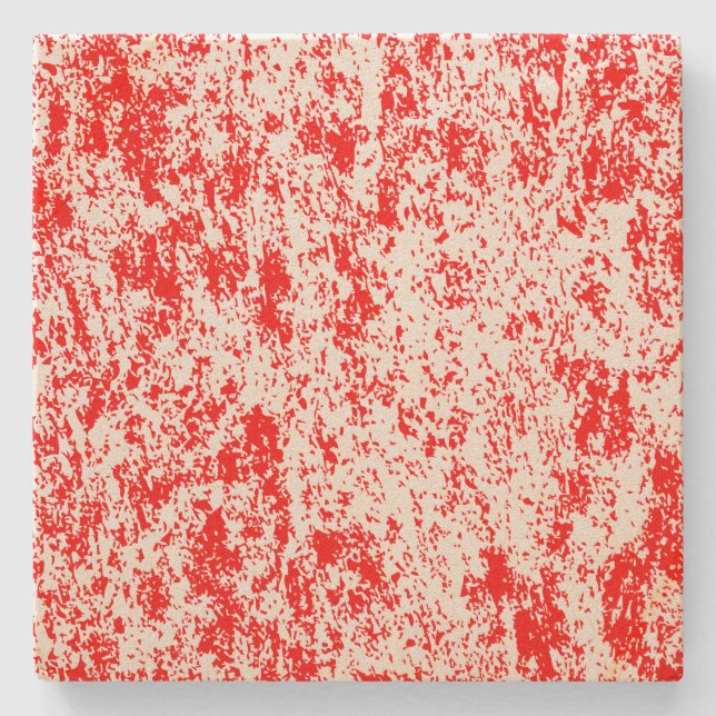 Red n White Marble Gepunktet Square Stone Unterset Steinuntersetzer (Vorderseite)
