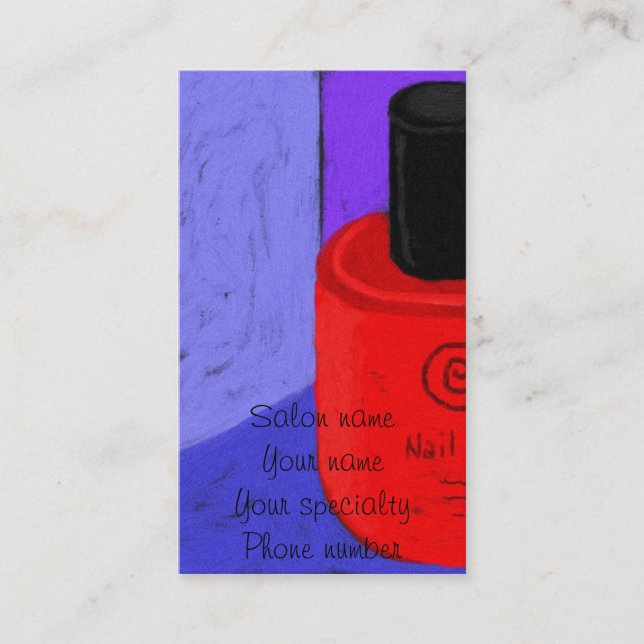 Red Nail Polish Nail Tech Business Card Terminkarte (Vorderseite)
