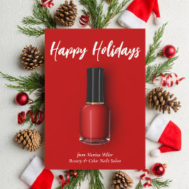 Red Nail Polnischer Happy Holidays Custom Beauty S Feiertagskarte