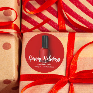 Red Nail Polnischer Happy Holidays Custom Beauty S Runder Aufkleber