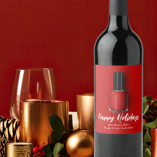Red Nail Polnischer Happy Holidays Custom Beauty S Weinetikett
