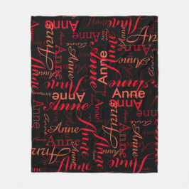 Red Names Pattern all-over Black Stylish Fleecedecke