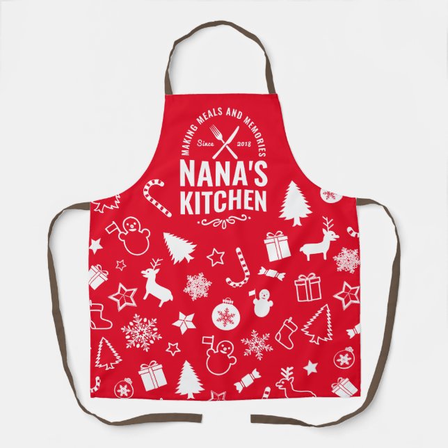 Red Nana Kitchen Weihnachtsgeschenk Weihnachten Ba Schürze (Vorderseite)