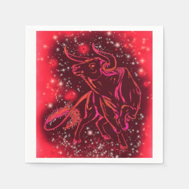 Red Napkins Bull rennt in der Starry Night Serviette (Vorderseite)