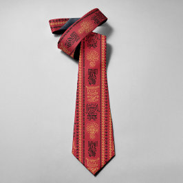Red Native Pattern Ethnic Stamm Boho Kultur Krawatte