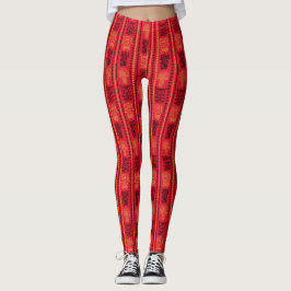 Red Native Pattern Ethnic Stamm Boho Kultur Leggings