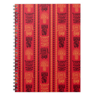 Red Native Pattern Ethnic Stamm Boho Kultur Notizblock
