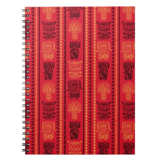 Red Native Pattern Ethnic Stamm Boho Kultur Notizblock (Vorderseite)