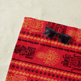 Red Native Pattern Ethnic Stamm Boho Kultur Strandtuch