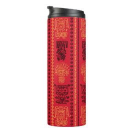 Red Native Pattern Ethnic Stamm Boho Kultur Thermosbecher