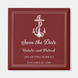 Red Nautical Anchor Speichern Sie das Date Magnet