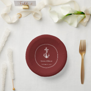 Red Nautical Anchor Wedding Paper Bowls Pappteller