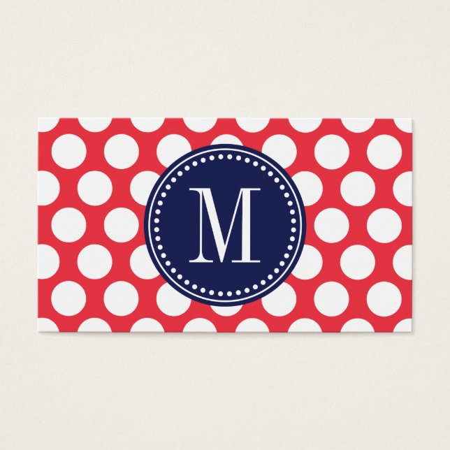 Red & Navy| Big Polka Dots Mit Monogramm (Vorderseite)